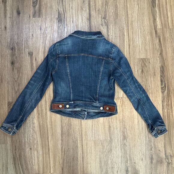 Anthropologie Pilcro and the Letterpress Cropped Blue Denim Trucker Jacket Small - Picture 6 of 8